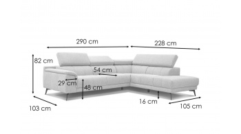 Canapé d'angle droit avec appuis-tête réglables 5 places FIERO