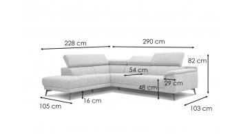 Canapé d'angle gauche avec un relax électrique 5 places FIERO