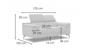 Canapé droit 2 places avec appuie-têtes réglables FIERO