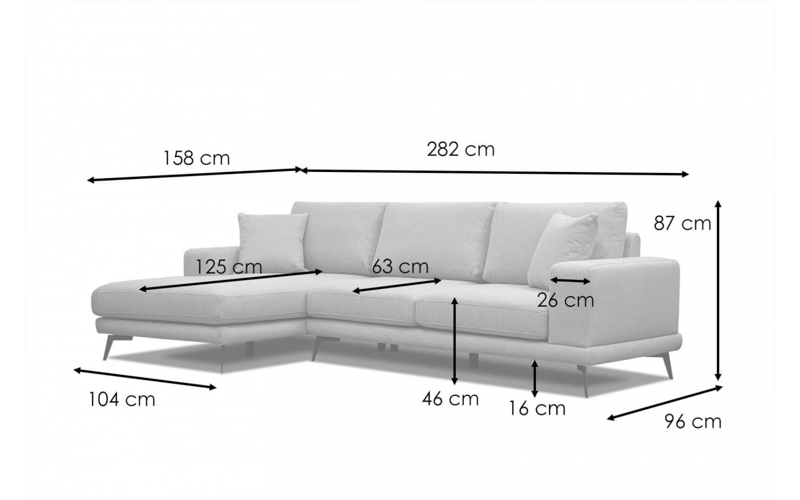 Canapé d'angle gauche 4 places MEDIOLANE