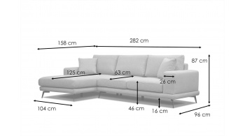 Canapé d'angle gauche 4 places MEDIOLANE
