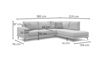 Canapé d’angle droit 5 places MEDIOLANE