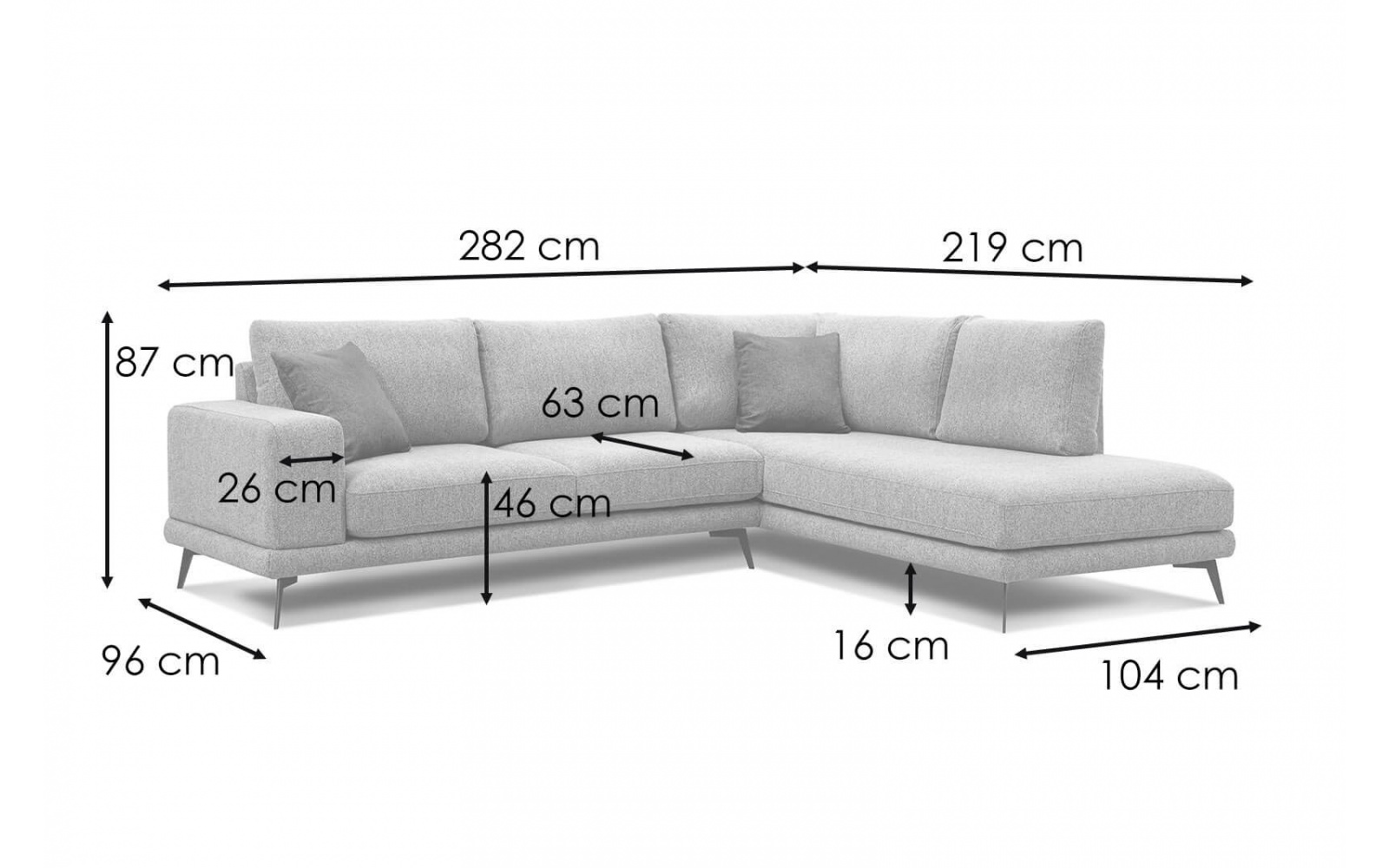 Canapé d’angle droit 5 places MEDIOLANE