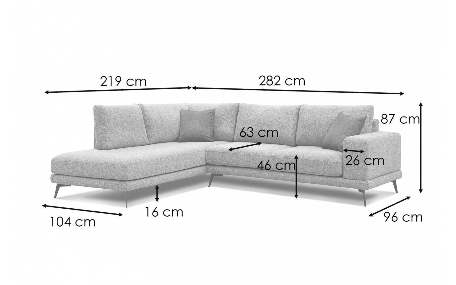 Canapé d'angle gauche 5 places MEDIOLANE