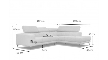 Canapé d'angle droit avec appuis-tête réglables 5 places MORELLO
