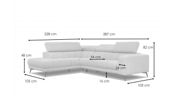 Canapé d'angle gauche avec appuis-tête réglables 5 places MORELLO