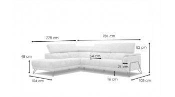 Canapé d'angle gauche avec appuis-tête réglables 5 places RODEN