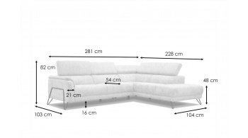 Canapé d'angle droit avec appuis-tête réglables 5 places RODEN