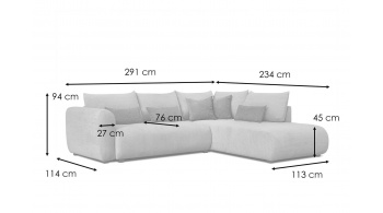Canapé d'angle droit convertible 5 places SORENO