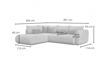 Canapé d'angle gauche convertible 5 places SORENO