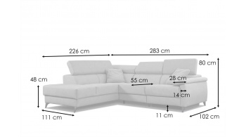 Canapé d'angle gauche avec appuis-tête réglables 5 places TAUNUS