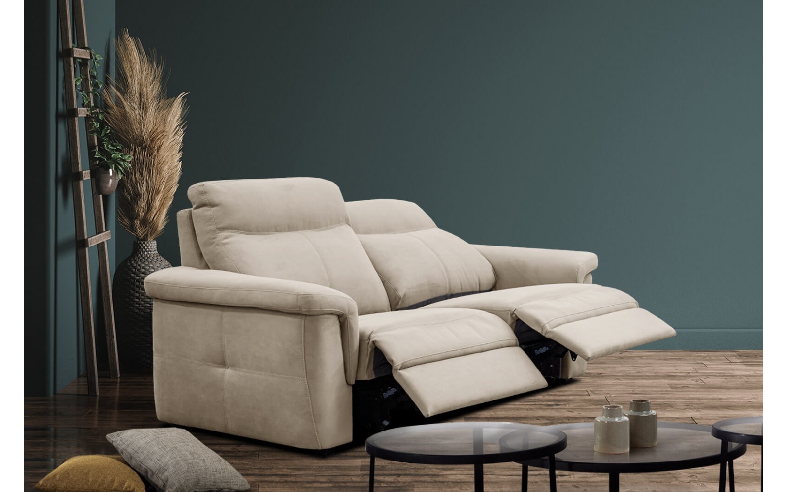 Canapé droit 3 places avec deux relax électriques JONES