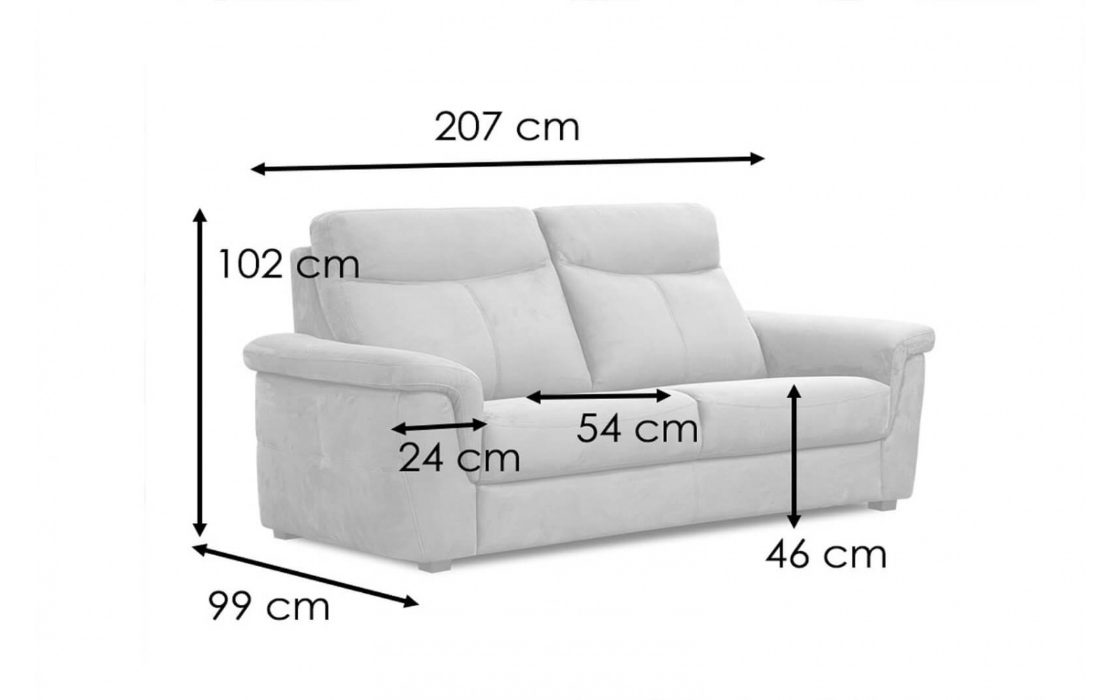 Canapé droit 3 places avec deux relax électriques JONES