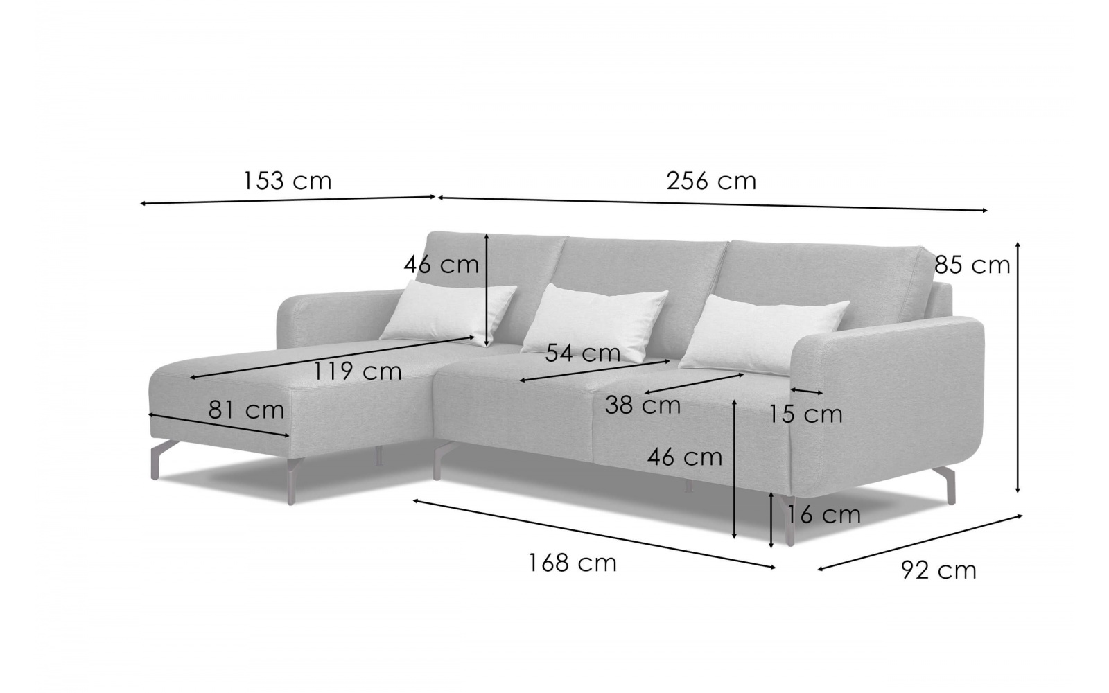 Canapé d'angle gauche 3 places DANNY