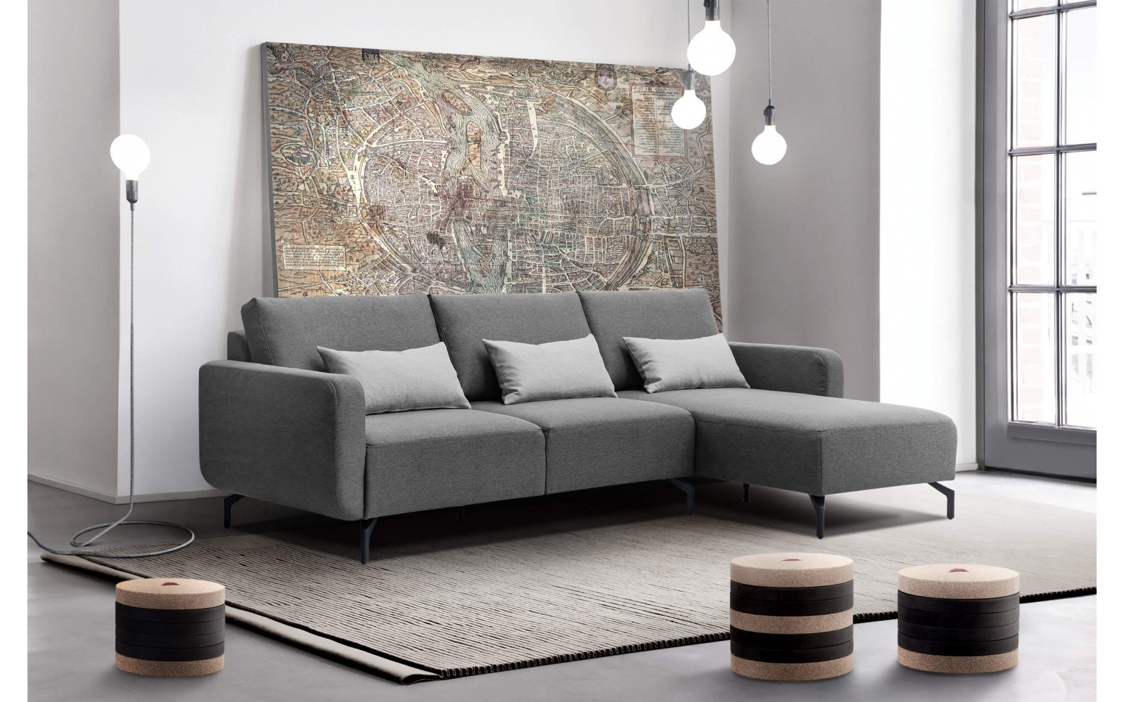 Canapé d'angle droit 3 places DANNY