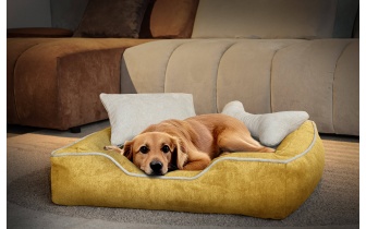 Panier pour chien et chat 80 x 70 cm jaune + écru BONNIE