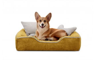 Panier pour chien et chat 80 x 70 cm jaune + écru BONNIE