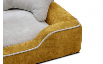 Panier pour chien et chat 80 x 70 cm jaune + écru BONNIE