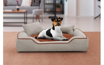 Panier pour chien et chat 100 x 80 cm beige clair + rouge BONNIE