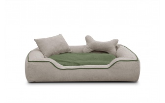 Panier pour chien et chat 100 x 80 cm beige clair + vert BONNIE