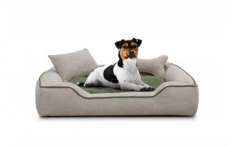 Panier pour chien et chat 100 x 80 cm beige clair + vert BONNIE