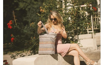 Sac cabas en tissu à motifs LEA