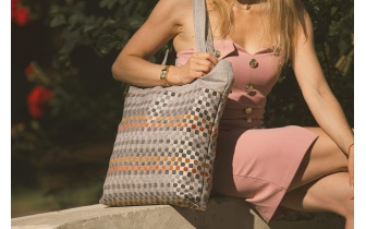 Sac cabas en tissu à motifs LEA