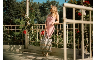 Sac cabas en tissu à motifs LEA