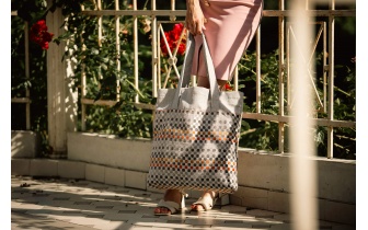 Sac cabas en tissu à motifs LEA