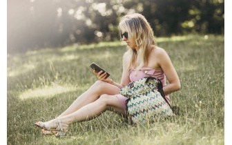 Sac cabas à fermeture par cordon en tissu à motifs EMMA