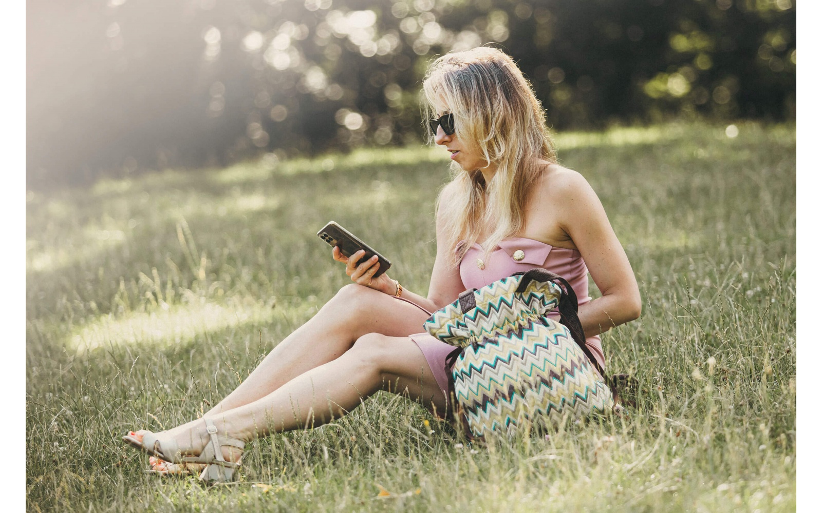 Sac cabas à fermeture par cordon en tissu à motifs EMMA