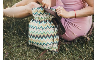 Sac cabas à fermeture par cordon en tissu à motifs EMMA