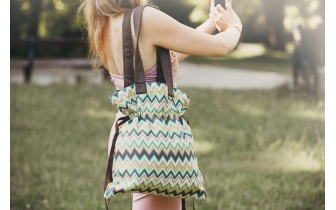 Sac cabas à fermeture par cordon en tissu à motifs EMMA