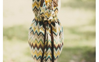 Sac cabas à fermeture par cordon en tissu à motifs EMMA