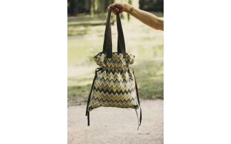 Sac cabas à fermeture par cordon en tissu à motifs EMMA
