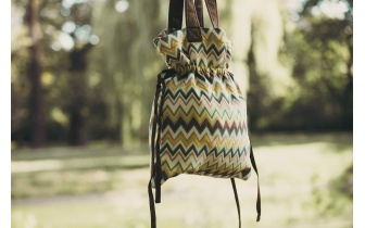 Sac cabas à fermeture par cordon en tissu à motifs EMMA