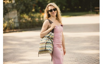 Sac cabas à fermeture par cordon en tissu à motifs EMMA