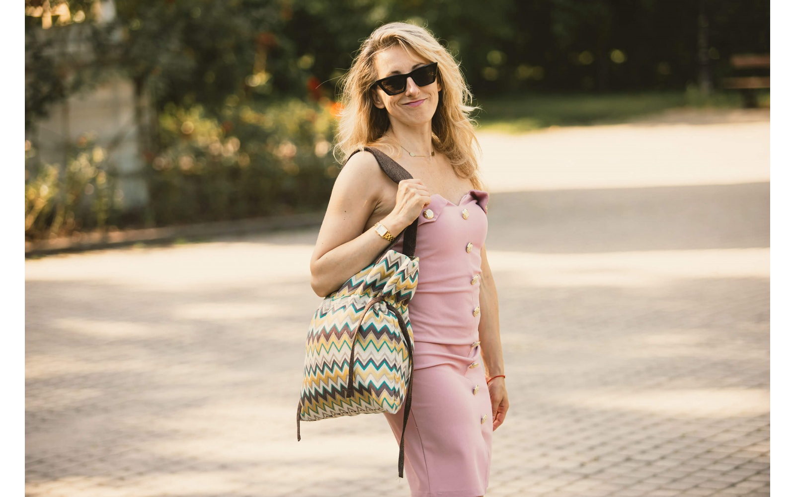 Sac cabas à fermeture par cordon en tissu à motifs EMMA