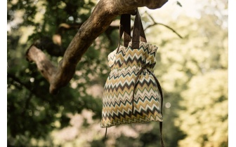 Sac cabas à fermeture par cordon en tissu à motifs EMMA