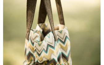 Sac cabas à fermeture par cordon en tissu à motifs EMMA