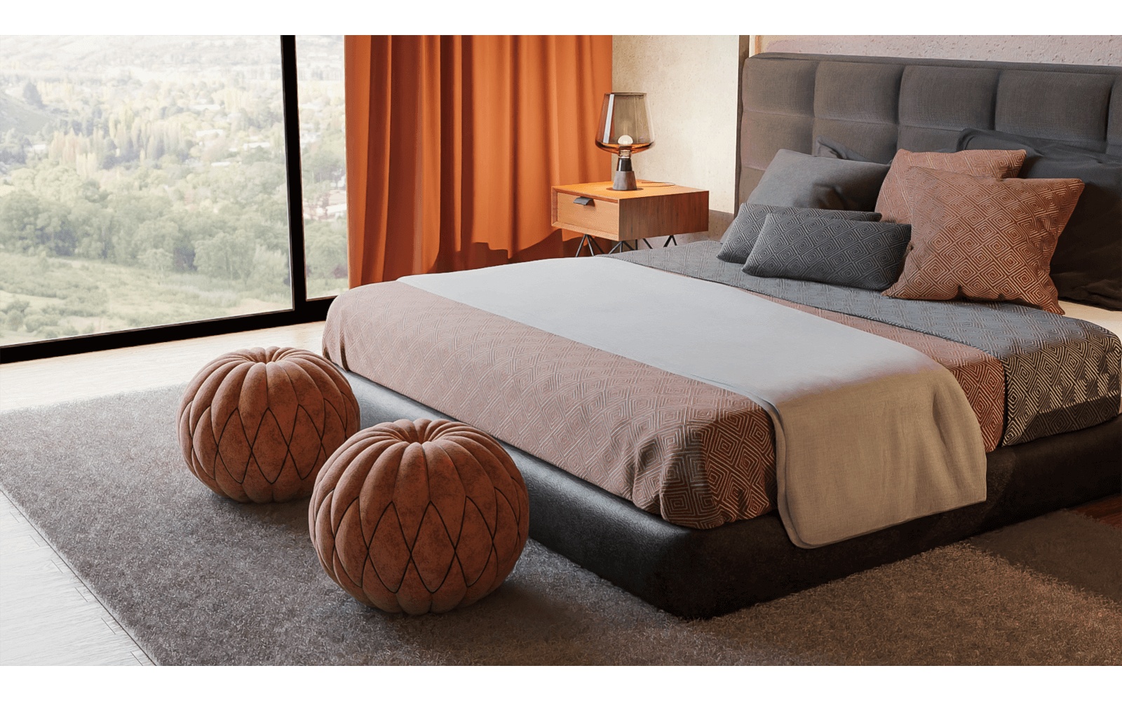 INIS - Couvre-lit 220x240 cm avec des coussins décoratifs