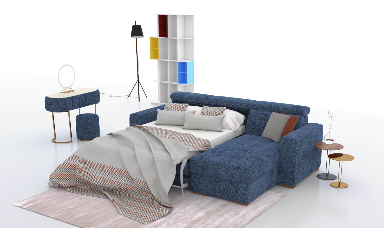 BRAGA - Couvre-lit 220x240 cm avec 4 coussins décoratifs