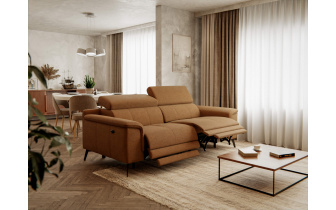 Canapé droit 3 places avec deux relax électriques FIERO