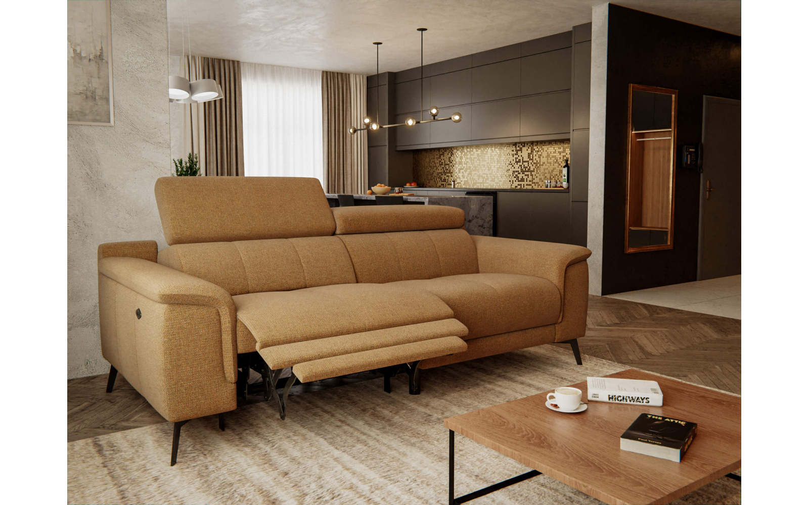 Canapé droit 3 places avec un relax électrique à côté gauche FIERO