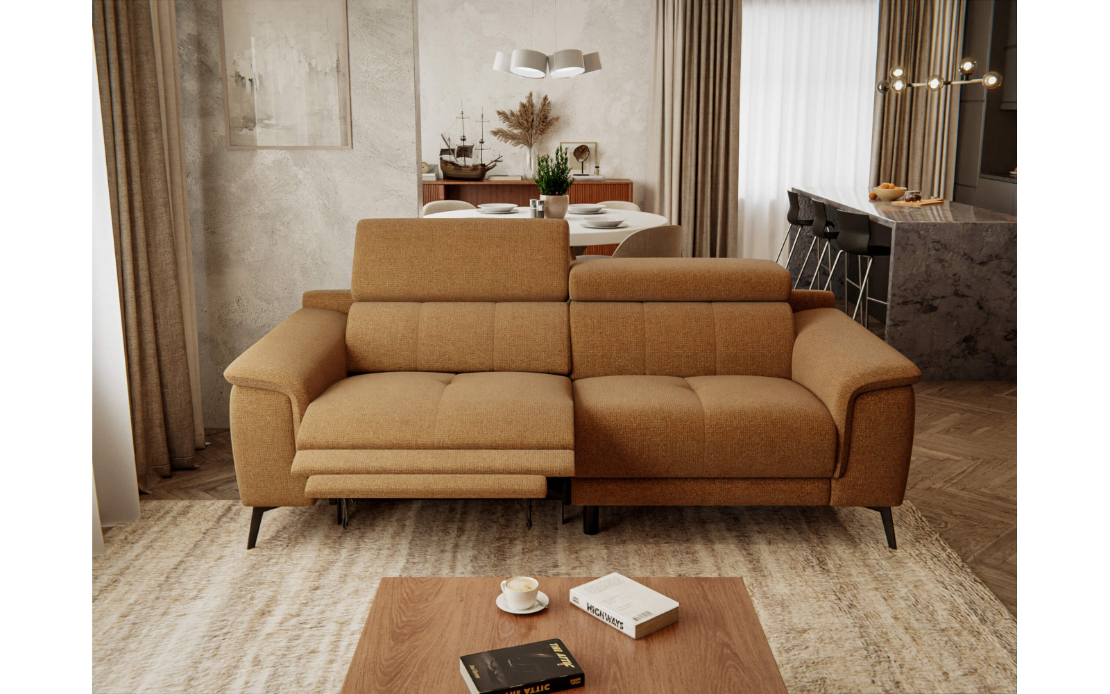 Canapé droit 3 places avec un relax électrique à côté gauche FIERO