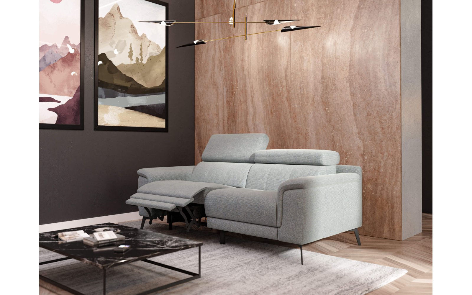 Canapé droit 3 places avec un relax électrique à côté gauche FIERO