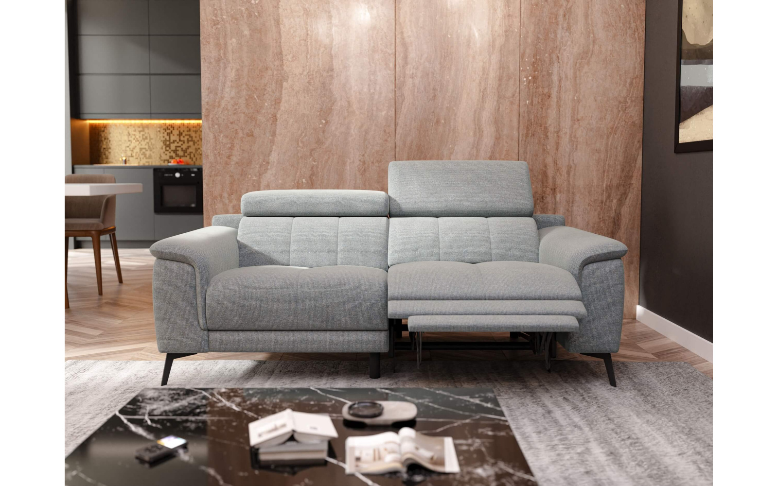 Canapé droit 3 places avec un relax électrique à côté droit FIERO