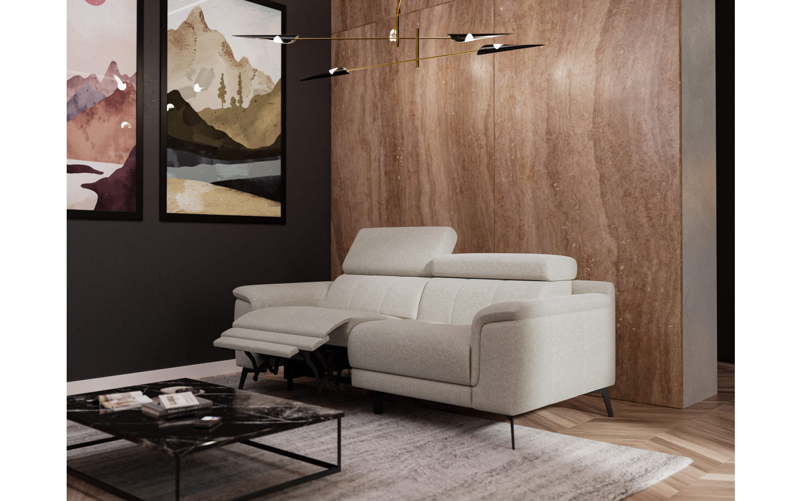 Canapé droit 3 places avec un relax électrique à côté gauche FIERO