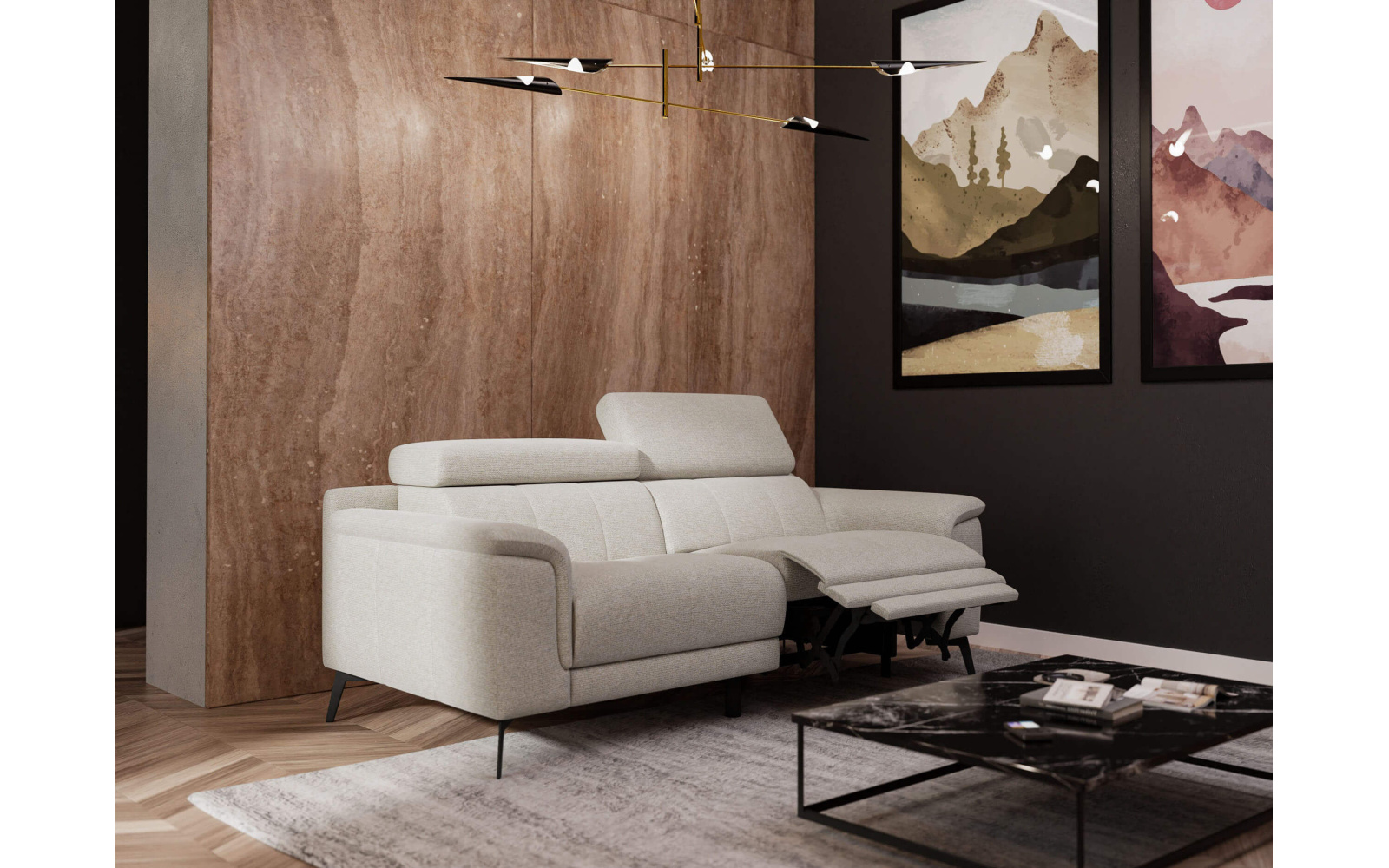 Canapé droit 3 places avec un relax électrique à côté droit FIERO