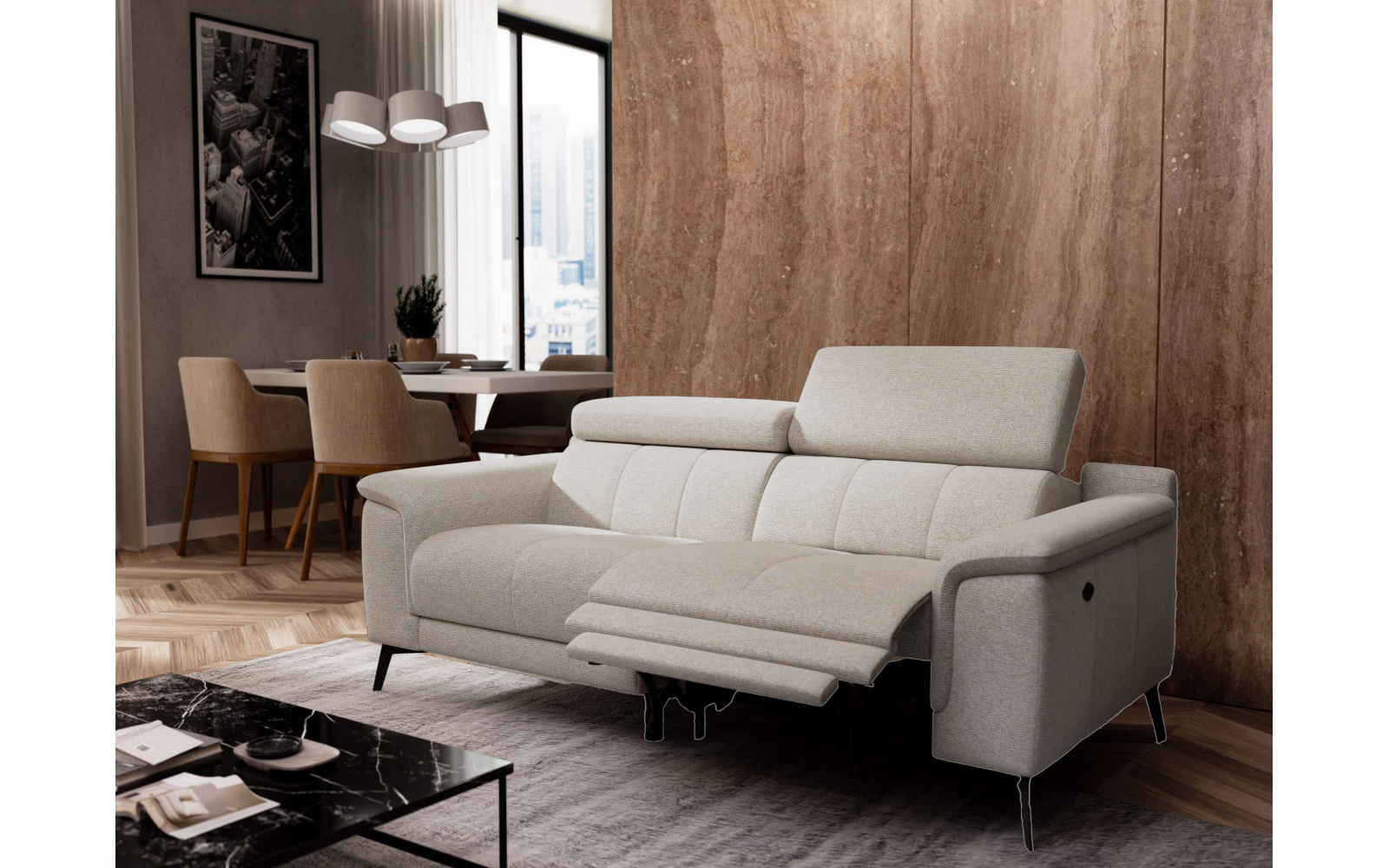 Canapé droit 3 places avec un relax électrique à côté droit FIERO